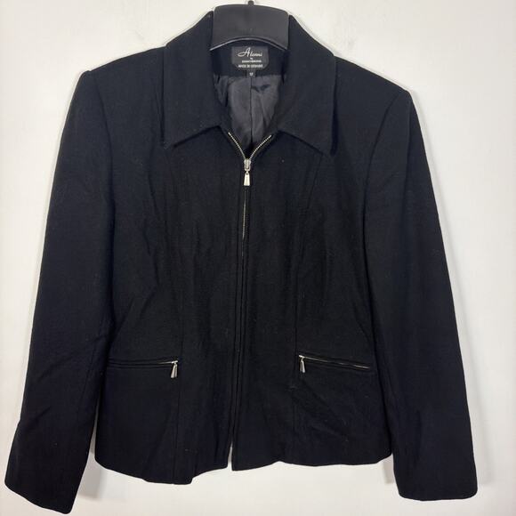 Alanni by Donnybrook 100% Wool Full Zip Jacket 12 Black Ukraine Dress Pea Coat - Picture 7 of 7